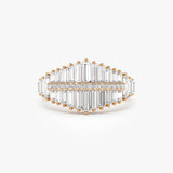14k Tiered Baguette Diamond Statement Cocktail Ring 14K Rose Gold Ferkos Fine Jewelry
