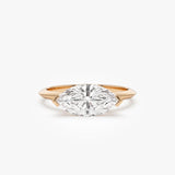 1.5 ctw 14k Marquise Shaped East-West V Prong Lab Grown Diamond Engagement Ring - Vanna Ferkos Fine Jewelry