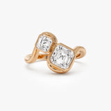 2.10 Ctw 14k Bezel Setting Asscher Cut Lab Grown Diamond Unique Toi Moi Ring - Paola Ferkos Fine Jewelry