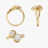 2.10 Ctw 14k Bezel Setting Asscher Cut Lab Grown Diamond Unique Toi Moi Ring - Paola Ferkos Fine Jewelry