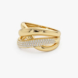 14k Gold Triple Band Crossover Diamond Statement Ring Ferkos Fine Jewelry