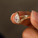 1.50 Ctwt 14k Gold Lab Grown Pear Diamond Ring with Bypass Design - Novelle Ferkos Fine Jewelry
