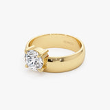 1.00 Ctw 14k Gold Lab Grown Round Diamond Solitaire Ring with Wide Band - Thalina Ferkos Fine Jewelry