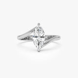 1.50 Ctw 14k Marquise Shaped Lab Grown Diamond Bypass Setting Engagement Ring – Leda Ferkos Fine Jewelry