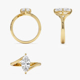 1.50 Ctw 14k Marquise Shaped Lab Grown Diamond Bypass Setting Engagement Ring – Leda Ferkos Fine Jewelry