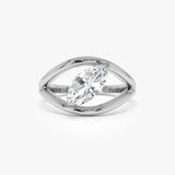 1.00 Ctw 14k Gold Lab Grown Marquise Diamond Ring Split Shank Design - Aravelle 14k White Gold Ferkos Fine Jewelry
