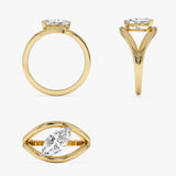 1.00 Ctw 14k Gold Lab Grown Marquise Diamond Ring Split Shank Design - Aravelle Ferkos Fine Jewelry