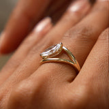 1.00 Ctw 14k Gold Lab Grown Marquise Diamond Ring Split Shank Design - Aravelle Ferkos Fine Jewelry