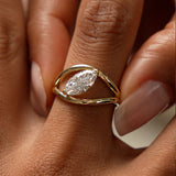1.00 Ctw 14k Gold Lab Grown Marquise Diamond Ring Split Shank Design - Aravelle Ferkos Fine Jewelry