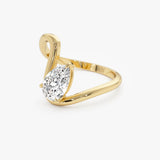 1.00 Ctw 14k Gold Lab Grown Pear Diamond Ring Modern Bypass Setting - Sylene Ferkos Fine Jewelry