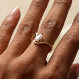 1.00 Ctw 14k Gold Lab Grown Pear Diamond Ring Modern Bypass Setting - Sylene Ferkos Fine Jewelry