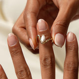 1.00 Ctw 14k Gold Lab Grown Pear Diamond Ring Modern Bypass Setting - Sylene Ferkos Fine Jewelry