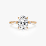 1.55 Ctw 14k Lab Grown Oval Diamond Engagement Ring Accent Band - Solenne Ferkos Fine Jewelry