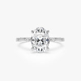 1.55 Ctw 14k Lab Grown Oval Diamond Engagement Ring Accent Band - Solenne 14k White Gold Ferkos Fine Jewelry