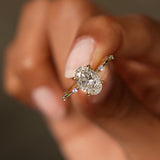 1.55 Ctw 14k Lab Grown Oval Diamond Engagement Ring Accent Band - Solenne Ferkos Fine Jewelry