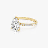 2.45 Ctw 14k Pear Shaped Lab Grown Diamond Pavé Setting with Hidden Halo - Valentina Ferkos Fine Jewelry