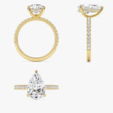 2.45 Ctw 14k Pear Shaped Lab Grown Diamond Pavé Setting with Hidden Halo - Valentina Ferkos Fine Jewelry