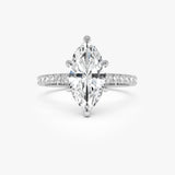 2.50 Ctw 14k Marquise Shaped Lab Grown Diamond Pavé Setting with Hidden Halo - Serene Ferkos Fine Jewelry