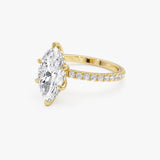 2.50 Ctw 14k Marquise Shaped Lab Grown Diamond Pavé Setting with Hidden Halo - Serene Ferkos Fine Jewelry