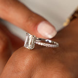 2.45 Ctw 14k Emerald Cut Lab Grown Diamond Pavé Setting with Hidden Halo - Aurelia Ferkos Fine Jewelry