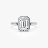 2.00 Ctw 14k Emerald Cut Lab Grown Diamond Ring Bezel Solitaire Setting - Novara Ferkos Fine Jewelry
