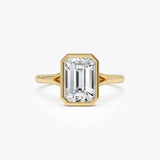 2.00 Ctw 14k Emerald Cut Lab Grown Diamond Ring Bezel Solitaire Setting - Novara 14k Gold Ferkos Fine Jewelry