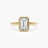 2.00 Ct 14k Emerald Cut Lab Grown Bezel Setting Diamond Engagement Ring – Naomi 14k Gold Ferkos Fine Jewelry