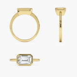 1.50 Ctw East West Emerald Cut Lab Grown Bezel Setting Modern Engagement Ring - Dahlia Ferkos Fine Jewelry