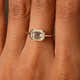 1.50 Ctw East West Emerald Cut Lab Grown Bezel Setting Modern Engagement Ring - Dahlia Ferkos Fine Jewelry