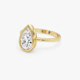 2.00 Ct Pear Shape Lab Grown Bezel Setting Diamond Engagement Ring - Marina Ferkos Fine Jewelry