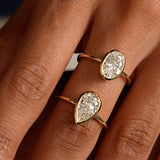 2.00 Ct Pear Shape Lab Grown Bezel Setting Diamond Engagement Ring - Marina Ferkos Fine Jewelry
