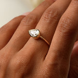 1.50 Ctw East West Pear Shaped Lab Grown Bezel Setting Modern Engagement Ring, Mirabel Ferkos Fine Jewelry
