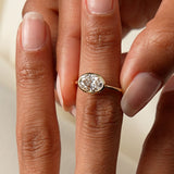 1.50 Ctw East West Oval Shaped Lab Grown Bezel Setting Modern Engagement Ring, Lenora Ferkos Fine Jewelry