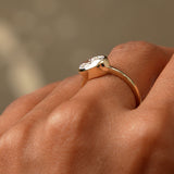 1.50 Ctw East West Oval Shaped Lab Grown Bezel Setting Modern Engagement Ring, Lenora Ferkos Fine Jewelry