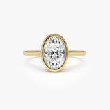 1.50 Ctw 14k Oval Shaped Bezel Setting Lab Grown Diamond Engagement Ring – Celina 14k Gold Ferkos Fine Jewelry