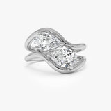 2.00 Ctw 14k Pear Shaped Lab Grown Diamond Stacked Rings - Chloe 14k White Gold Ferkos Fine Jewelry