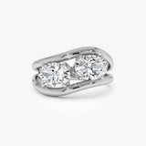 2.00 Ctw 14k Oval Shaped Lab Grown Diamond Stacked Rings - Rhea 14k White Gold Ferkos Fine Jewelry