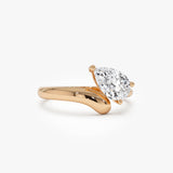 1.00 Ctw 14k Pear Shaped Lab Grown Diamond Ring with Contemporary Twist Band - Elsa Ferkos Fine Jewelry