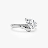 1.00 Ctw 14k Pear Shaped Lab Grown Diamond Ring with Contemporary Twist Band - Elsa 14k White Gold Ferkos Fine Jewelry