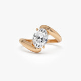 1.50 Ctw 14k Lab Grown Oval Shaped Diamond Bypass Ring - Flavia Ferkos Fine Jewelry