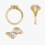 1.50 Ctw 14k Lab Grown Oval Shaped Diamond Bypass Ring - Flavia Ferkos Fine Jewelry