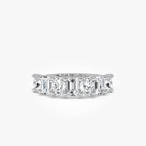 1.85 Ctw 14k Lab Grown Mixed Emerald & Oval Cut Anniversary Band - Zita 14k White Gold Ferkos Fine Jewelry