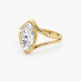 2.00 Ctw 14k Marquise Shaped Lab Grown Diamond Split Shank Engagement Ring - Carla Ferkos Fine Jewelry