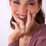 5.15 Ctw 14k Lab Grown Oval Shaped Three-Stone Diamond Engagement Ring - Laura Ferkos Fine Jewelry