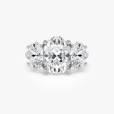 5.15 Ctw 14k Lab Grown Oval Shaped Three-Stone Diamond Engagement Ring - Laura 14k White Gold Ferkos Fine Jewelry