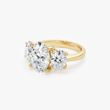 5.15 Ctw 14k Lab Grown Oval Shaped Three-Stone Diamond Engagement Ring - Laura Ferkos Fine Jewelry