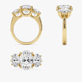 5.15 Ctw 14k Lab Grown Oval Shaped Three-Stone Diamond Engagement Ring - Laura Ferkos Fine Jewelry