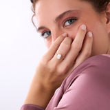 1.5 Ctw 14k Oval Shaped Lab Grown Diamond Half Bezel Engagement Ring - Rita Ferkos Fine Jewelry