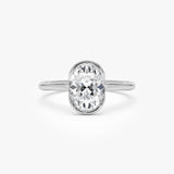 1.5 Ctw 14k Oval Shaped Lab Grown Diamond Half Bezel Engagement Ring - Rita 14k White Gold Ferkos Fine Jewelry