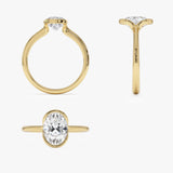 1.5 Ctw 14k Oval Shaped Lab Grown Diamond Half Bezel Engagement Ring - Rita Ferkos Fine Jewelry